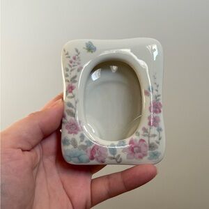 Small Takashi Vintage White Floral Porcelain Picture Frame Made in Japan